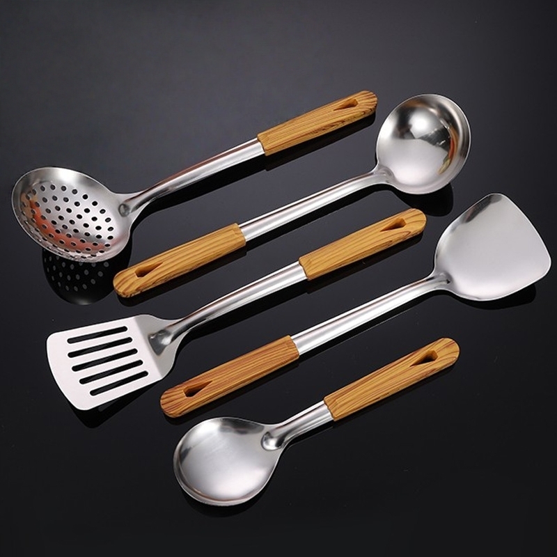 Stainless Steel Spatula Spoon Wood Handle Cooking Shovel Ladle Kitchen Utensils Baking Cooking Tools Kitchenware Cookware