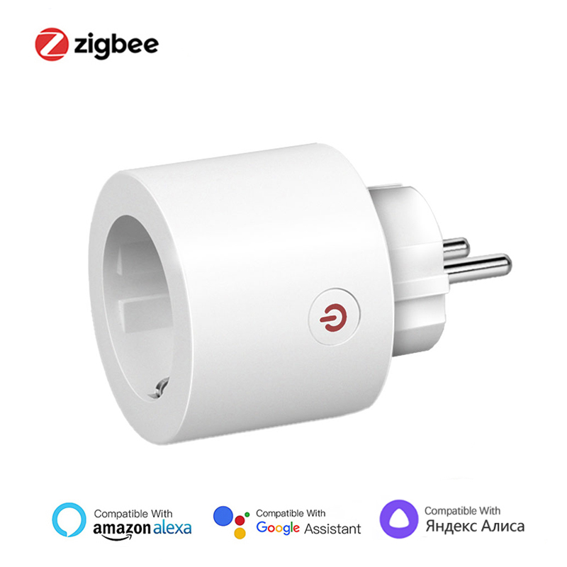Tuya ZigBee Smart Plug 20A Smart Home Outlet Socket EU 4200W with Power Monitor Function Supports Alexa Alice Hey