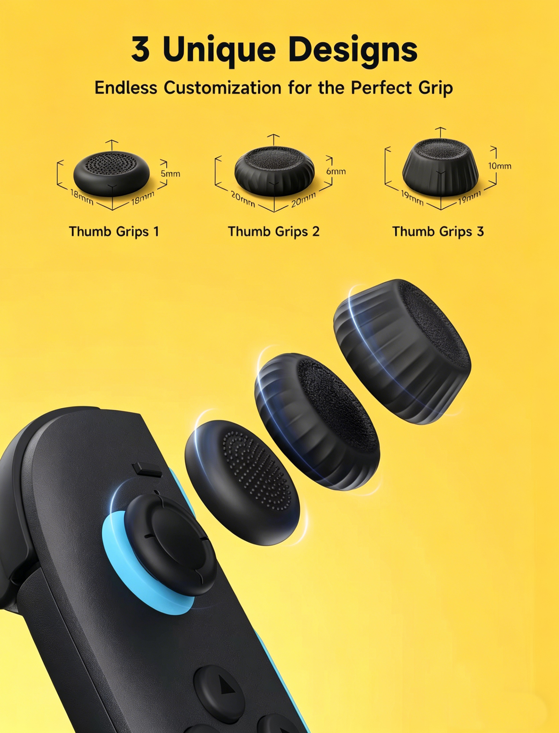 Switch 2 Joystick Caps Anti-slip Thumb Grips for Joy-Con, Ergonomic Comfort Cover Wear-resistant Protective Switch 2 Accessories