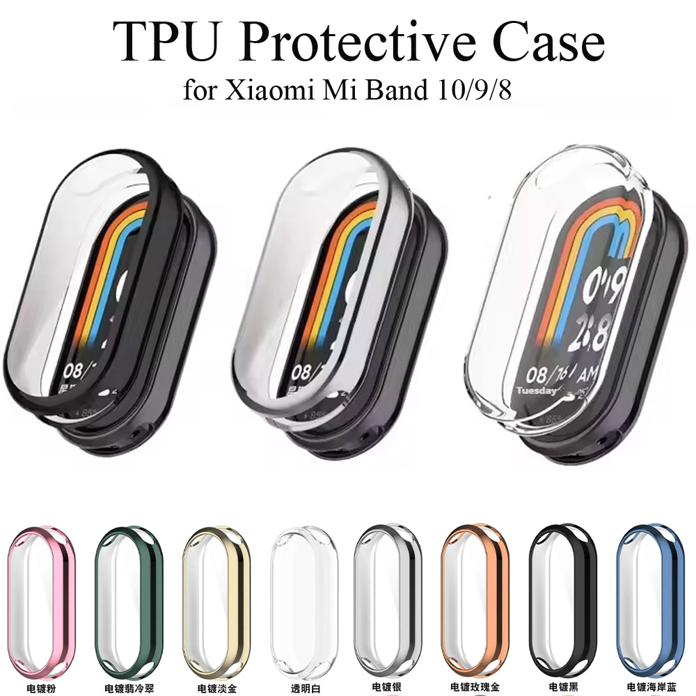Silicone TPU Case for Mi Band 10/9/8 Smartband Soft TPU Anti Scratch Screen Protectors for Mi Band 8/9/10 Bumper