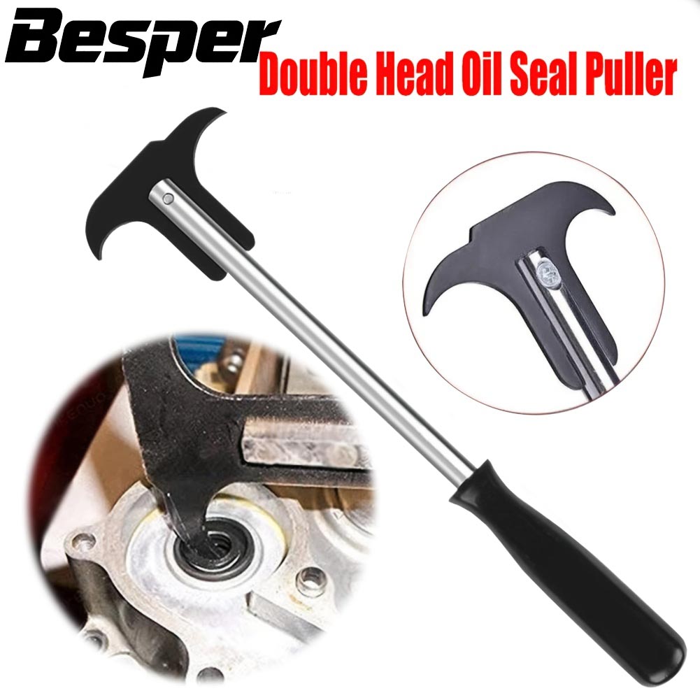 1PC Professional Car Oil Seal Repair Remover Tool, Double Hook Head Seal Puller with Comfort Grip Handle
