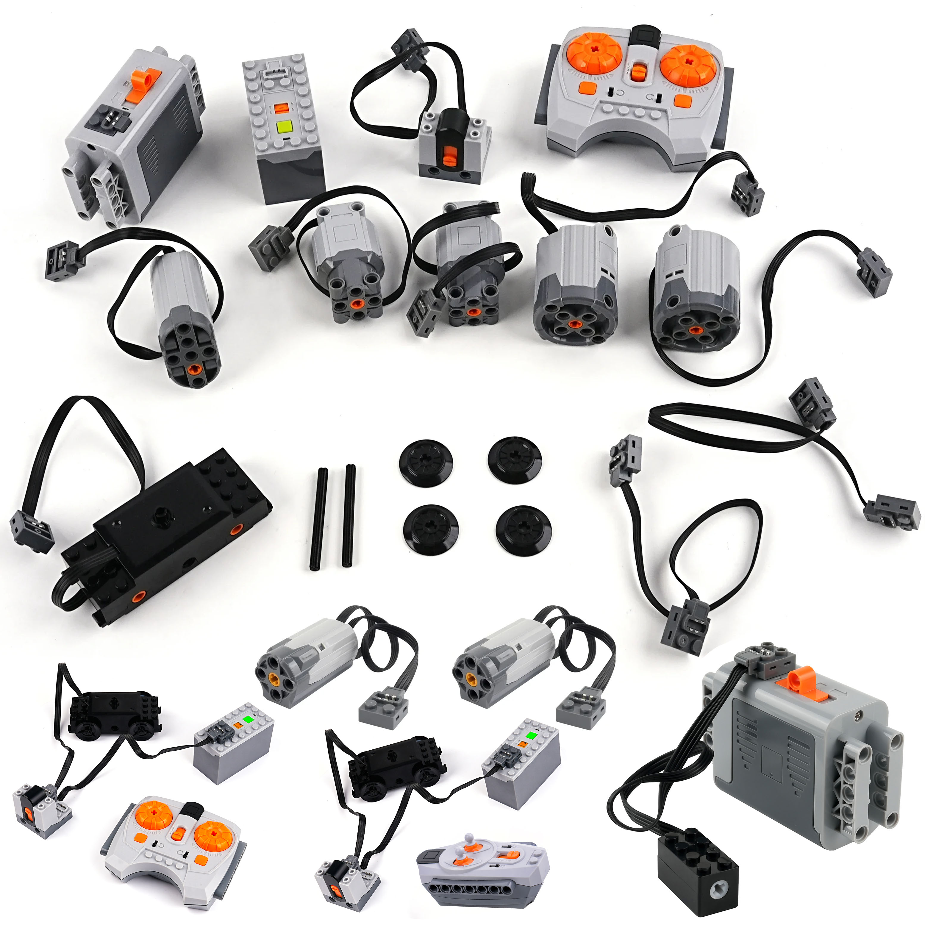 MOC Power Functions Parts Building Blocks Train Track Motor Battery Box Infrared Speed Remote Control Receiver Brick for Legoeds