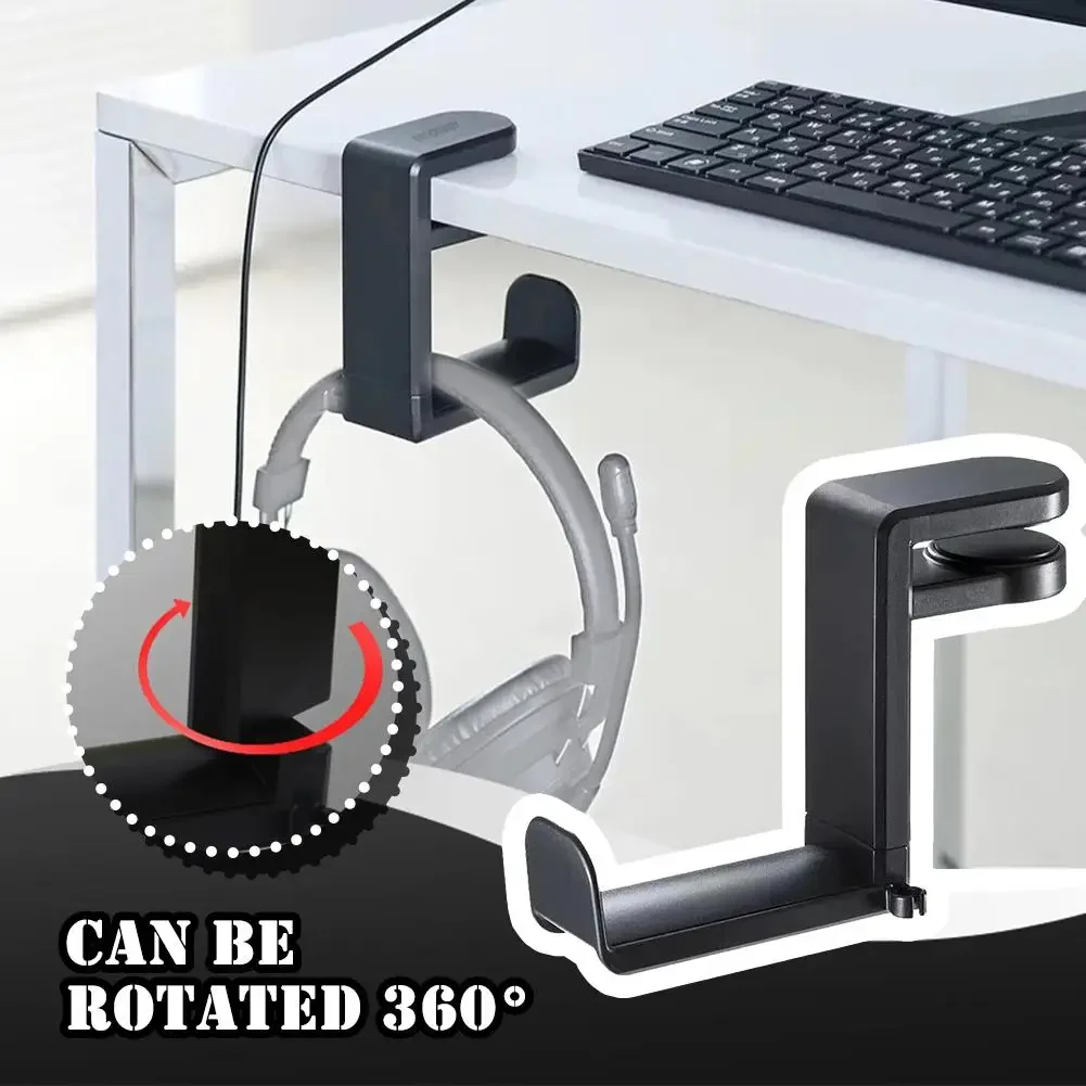Drilling Free Installation Headset Desk Hook Adjustable Earphone Clip Non Slip Gaming Headset Holder Stand for Office Travel