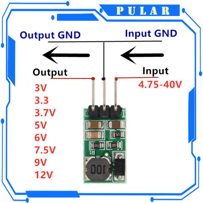 DD4012SA 1A DC 5-40V to 3V 3.3V 3.7V 5V 6V 7.5V 9V 12V Regulator DC-DC Step-Down Buck Converter Module Board