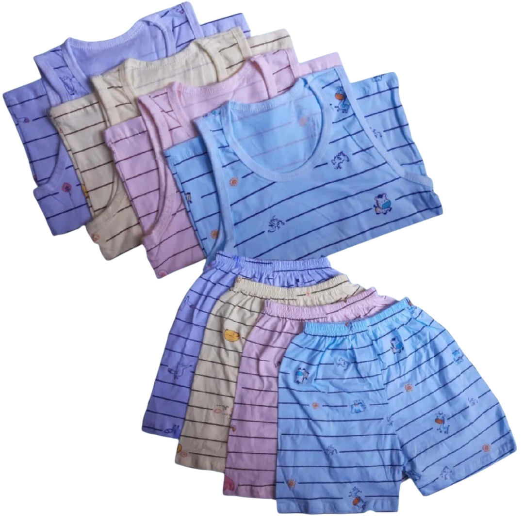 Kids Cotton Tank Top Set/ Sleeveless Vest And Half Pant Set For Boys And Girls(3 Months to 2 Years)