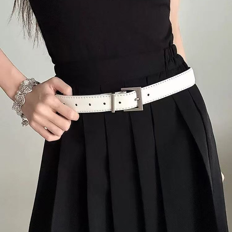 Korean style minimalist belt, 2025 new autumn and winter, fashionable and simple, minimalist oxygen feel, decorative white belt
