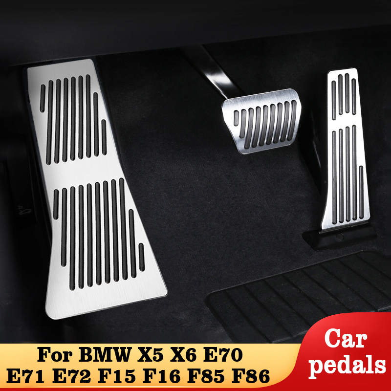 Car Accelerator Fuel Brake Pedals Kit Rest Foot Pedals Non Slip Pedals Pad Accessories X5 X6 E70 E71 E72 F15 F16 F85 F86 For BMW