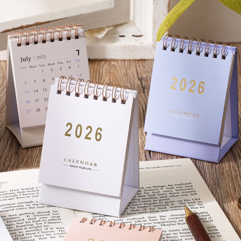 2026 Desk Calendar Mini Portable Simple English Handmade Desktop Decoration Office Daily Record Study Decor Desk Assessories