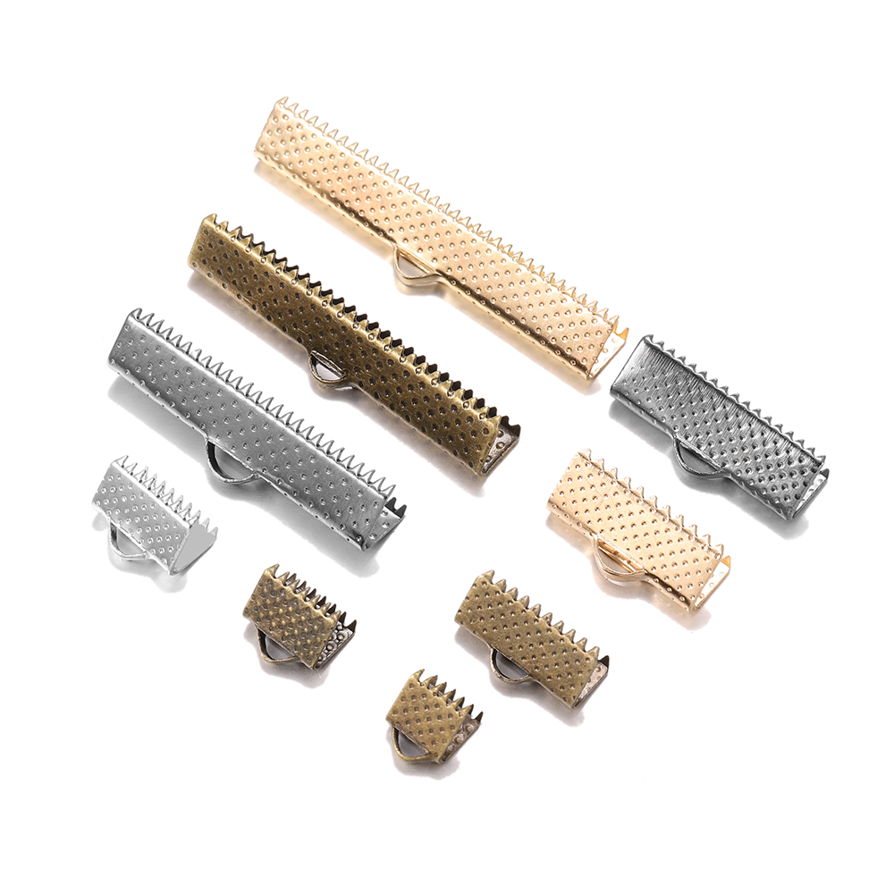 10Pcs/Lot Spring Clasps Cord Crimp End Caps Fastener Connectors For DIY Leather Bracelet Necklace Jewelry Making Supplies
