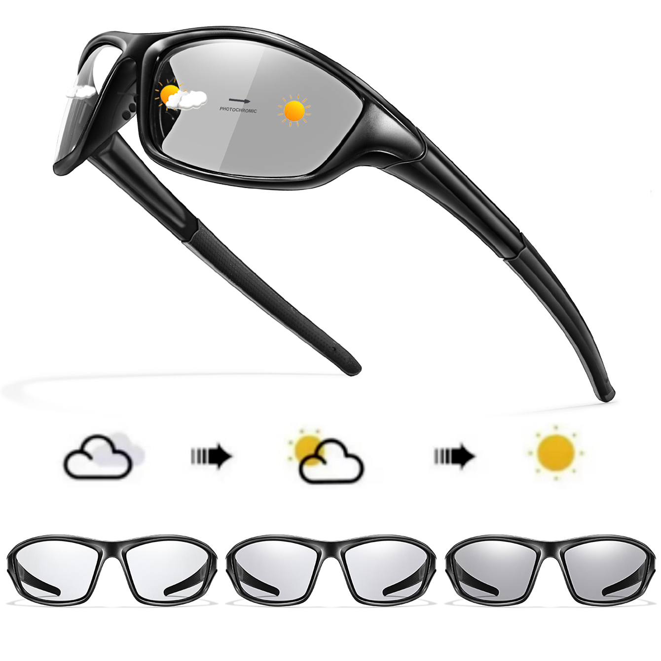 Photochromic Eyewear New Style Brand Men Women Comfortable Windproof Cycling Glasses for Bicycle MTB Bike Running Fishing