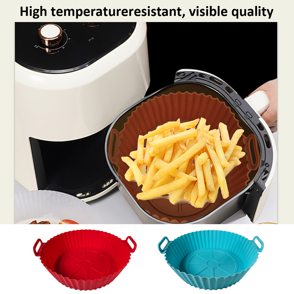 3-Piece Silicone Liners Suitable for 3-5 Quart Air Fryers, Can Replace Flammable Parchment Paper, Reusable Baking Tray Oven Accessories, (Top 8inch , Bottom 6.75inch)