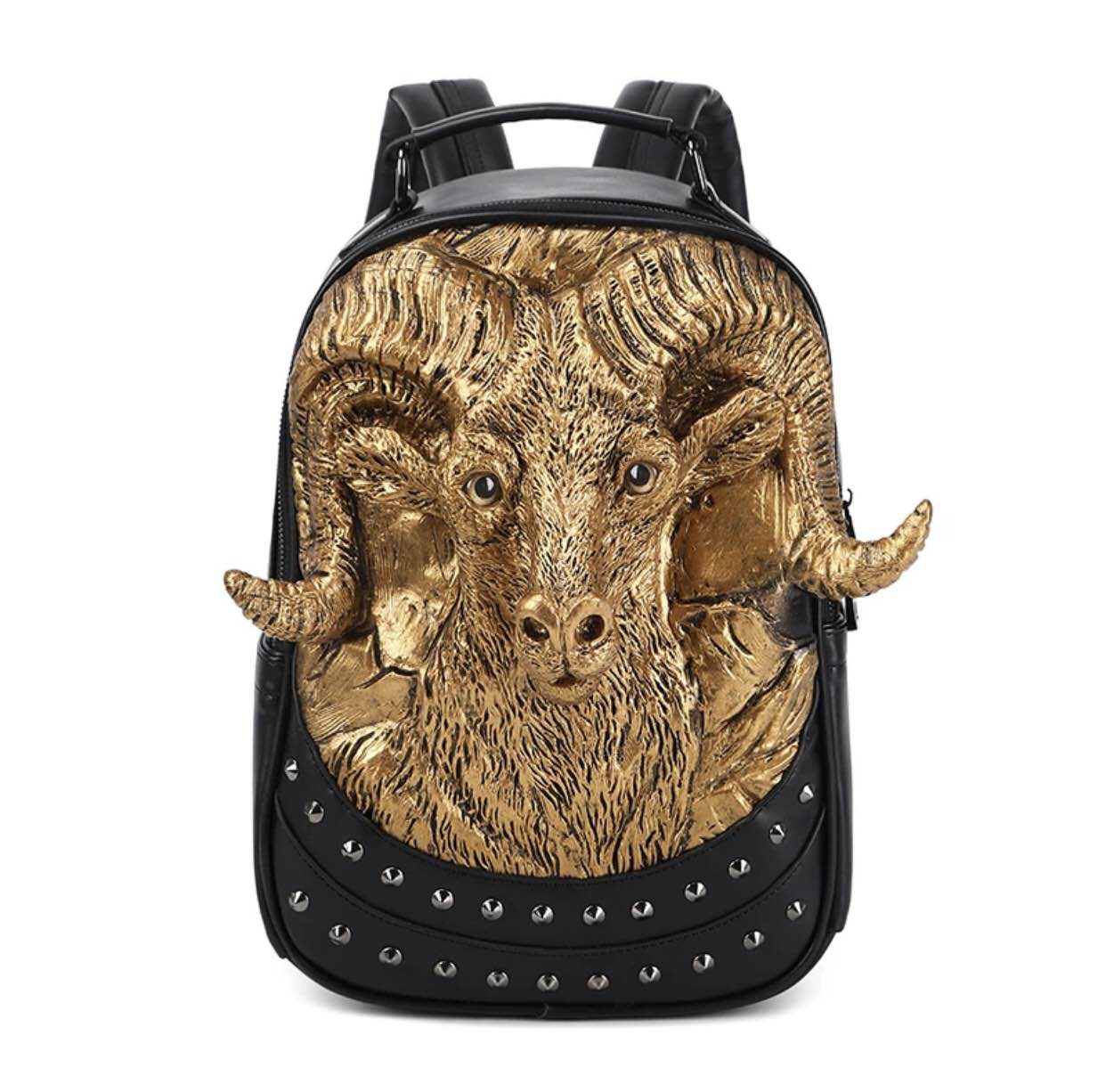 3 D Head And Skull Beaded Leather BackPack