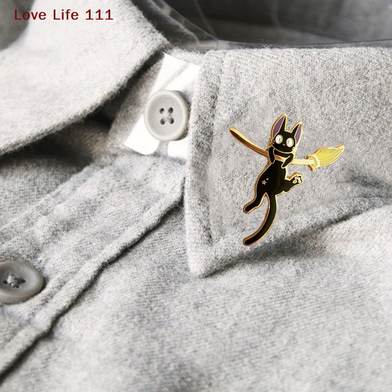 New Cartoon Cute Black Cat Enamel Metal Brooch Lapel Pin Fashion Bag Badge Accessoriess Gift For Kids Friends