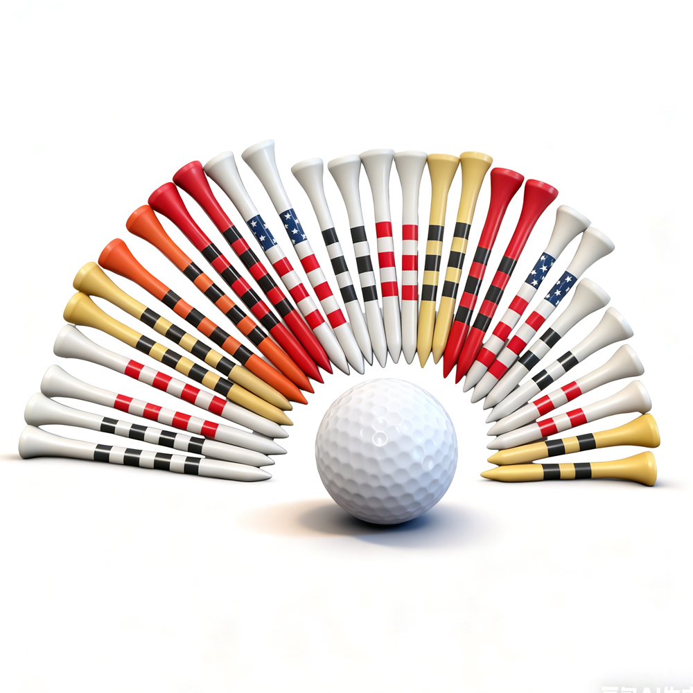 50 Pcs Bamboo Golf Tees 2-3/4'' 3-1/4" More Durable Stable Black Red stripes Ball Tee Dropshipping
