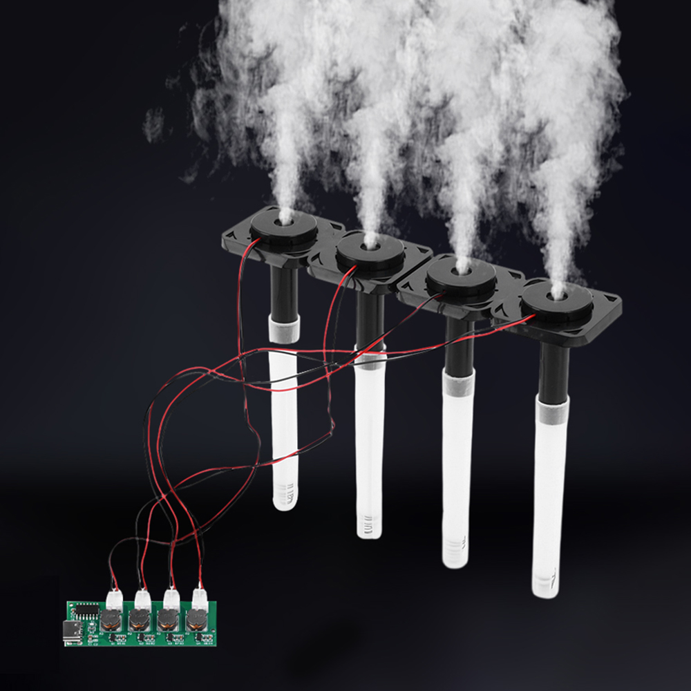 DC5V Four Spray Humidifier with Colorful Ambient Lighting, DIY Atomization Control Board, Ultrasonic Atomizer