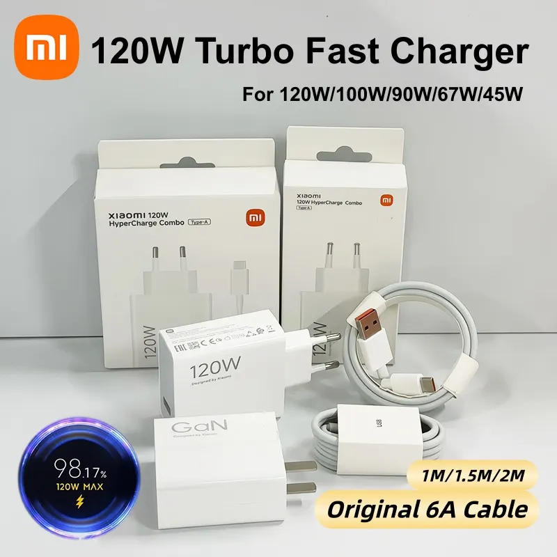 Original Charger 120W Fast Turbo Charge Hypercharge Adapter 12 13 14 15 17 Ultra Redmi Note 15 POCO F8 Ultra X7 X8