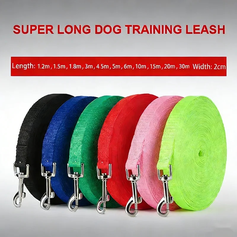 Heavy Duty Nylon Dog Training Leash Long Line Recall Lead 1.5m-50m for Small Medium Large Dogs Outdoor Walking Camping