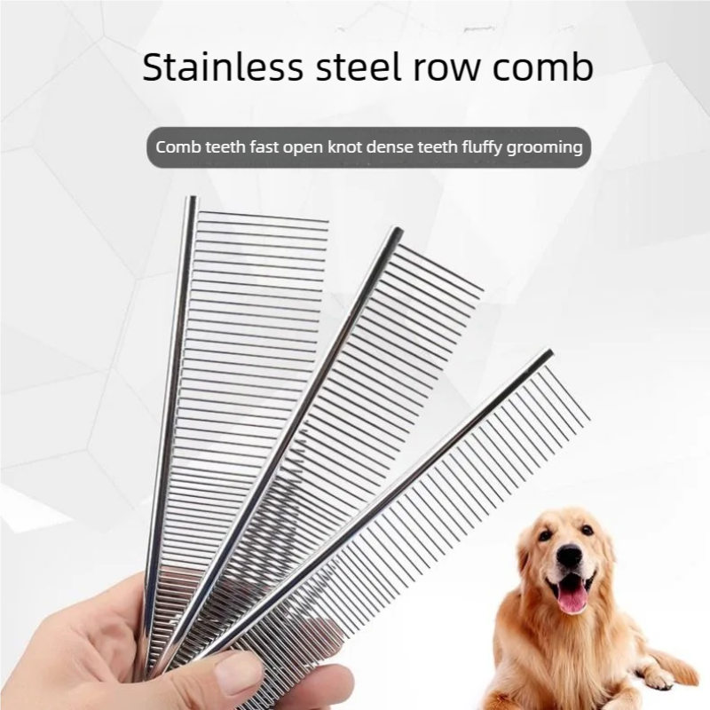 Pet Dematting Comb Stainless Steel Pet Grooming Comb for Dogs and Cats Gently Removes Loose Undercoat, Mats, Tangles and Knots