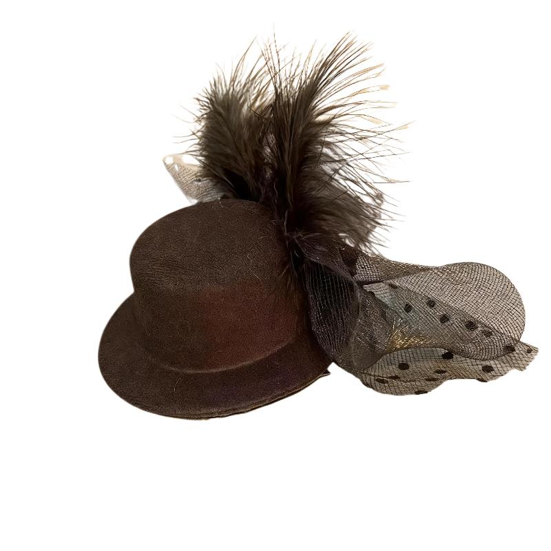 Hat Artificial Feather Mesh Pillbox 1PCS Black Pearl Feather Flower Hair Clip For Women Elegant Formal Hat Jewelry Accessories
