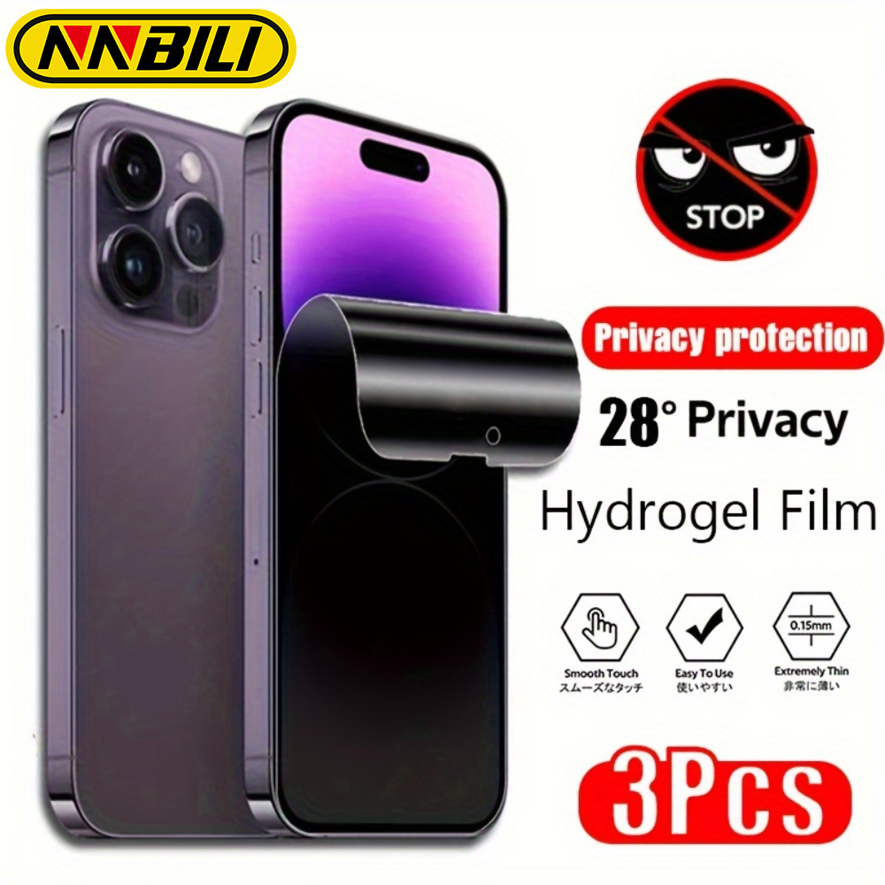 NNBILI 3Pcs Privacy Protection Hydrogel Film IPhone 17 16 15 14 13 12 11 Pro Max 17Air Privacy Screen Protectors Protective Film