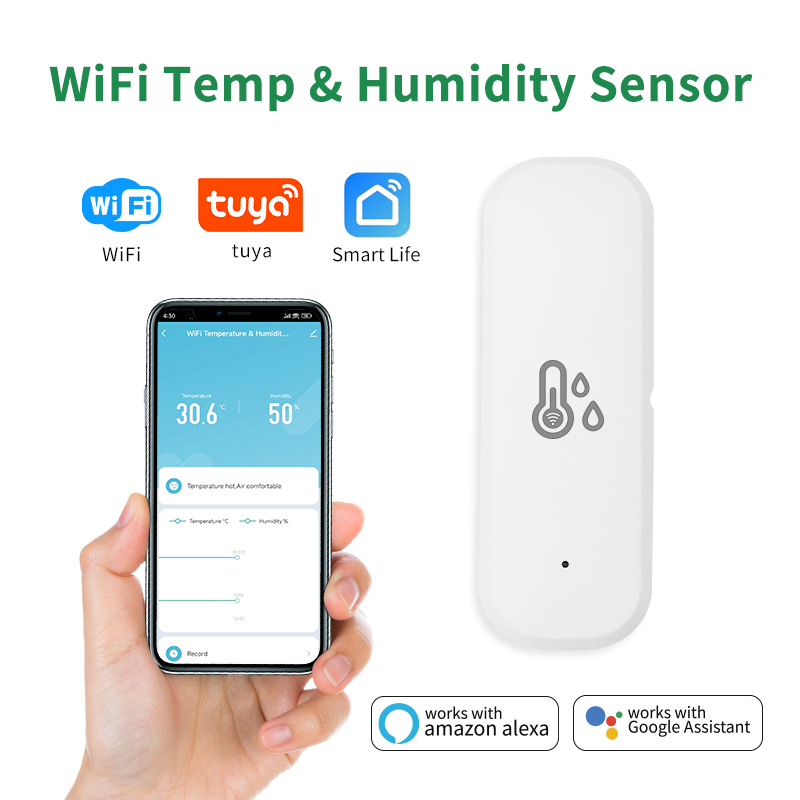 Tuya Zigbee/WiFi Temperature Humidity Sensor Home Connected Thermometer Compatible With Smart Life Alexa Assistant