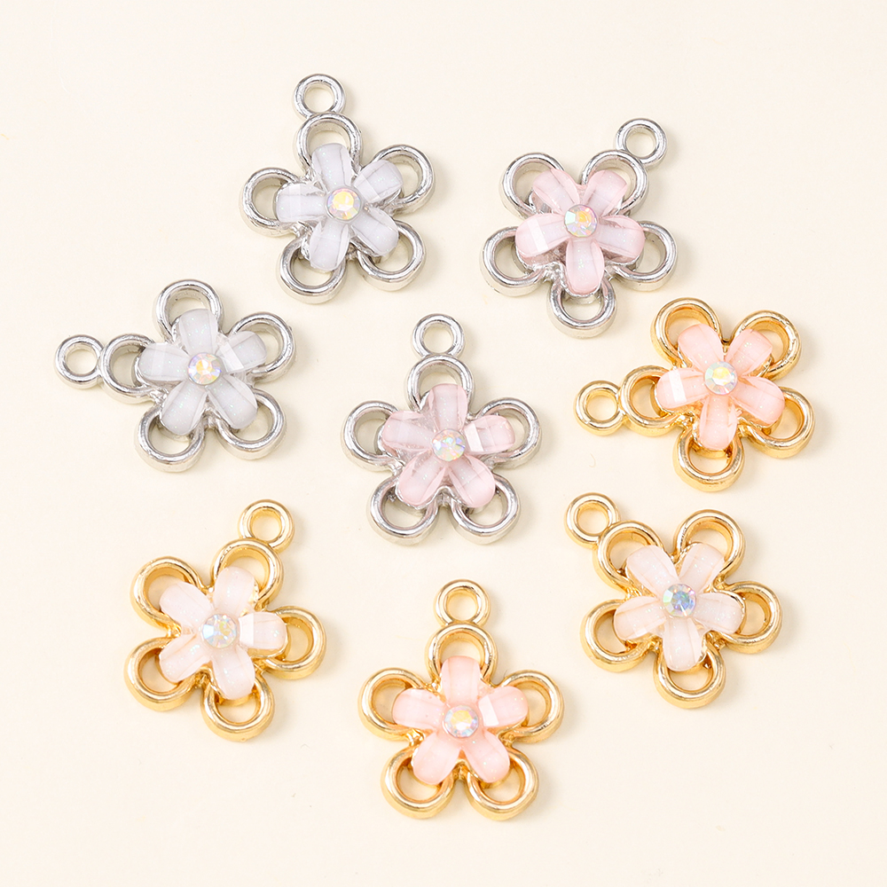 10pcs Luxurious Rhinestones Crystal Flower Charms for DIY Cute Fine Flower Earrings Handmade Necklace Jewelry Making Accessories