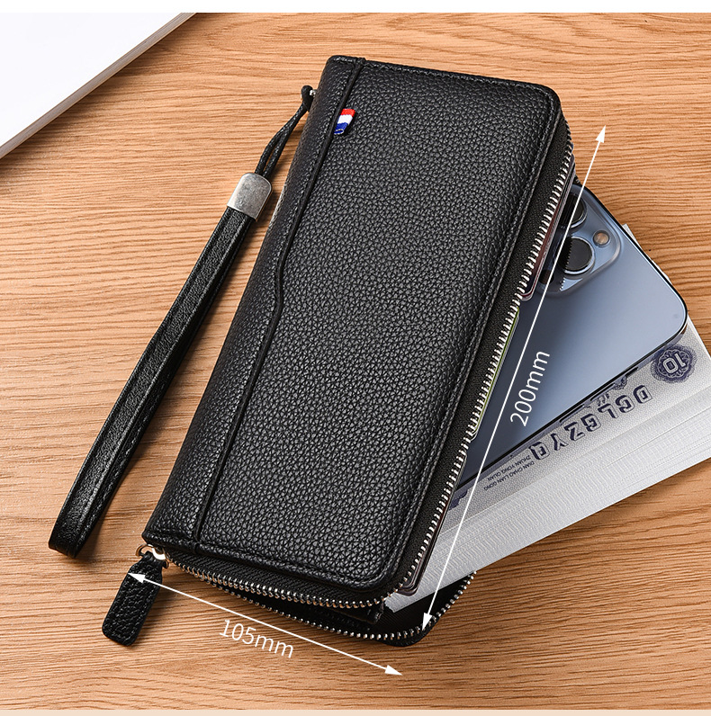 Men's leather handbag, Multifunctional long wallet, large capacity fashionable mobile phone bag, personalized card holder 2026