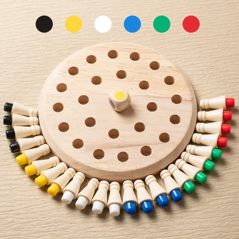 Wooden Memory Match Stick Chess Color Game Board Puzzles Montessori Educational Toy Cognitive Ability Learning Toys