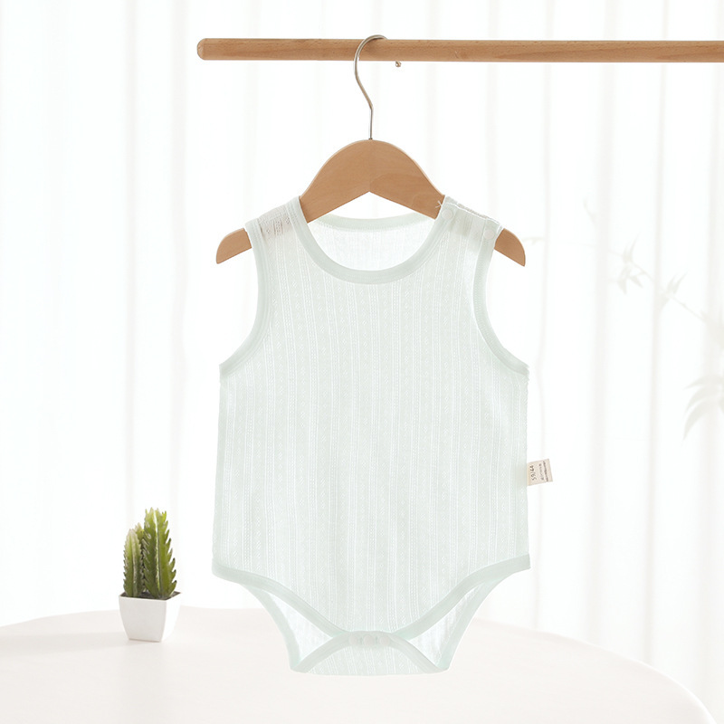 Newborn Baby Vest Fart Coat Summer Thin Sleeveless Male and Female Baby Triangle Jersey Pure Cotton Onesie