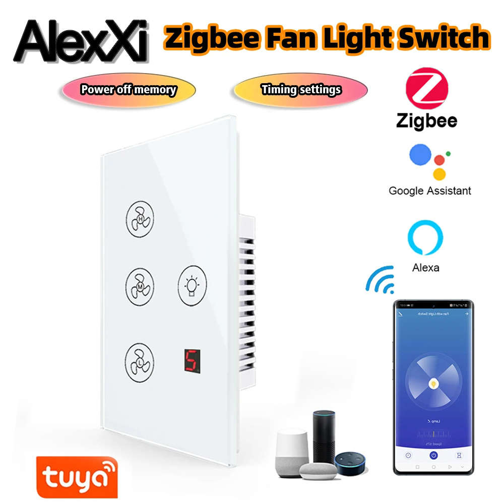 zigbee Smart Wifi Fan Light Switch EU/AU Ceiling Fan Lamp Switch Smart Life APP Works With Alexa Home lightify
