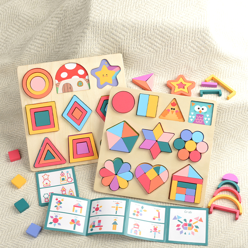 Montessori Educational Wooden Toy Jigsaw Puzzle Board Set Colorful Baby Educational Toys for Children Learning Developing Toy