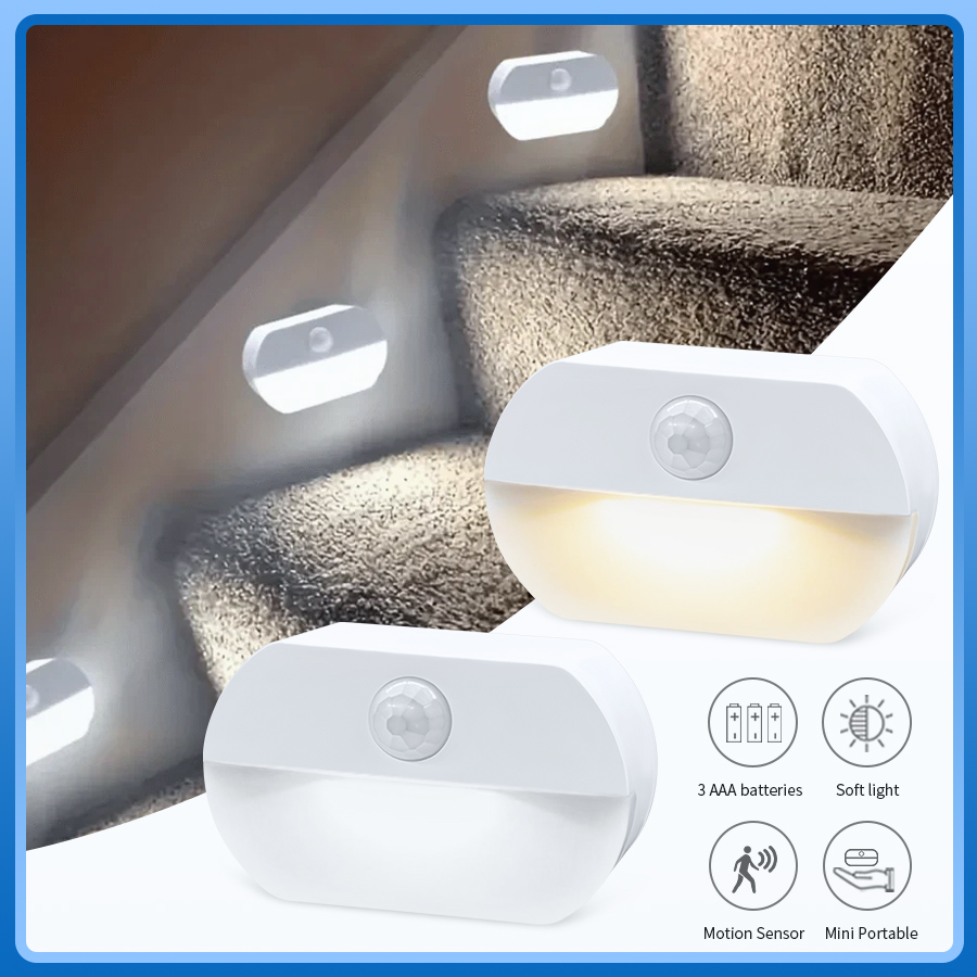 LED Night Light With Motion Sensor AAA Battery box Socket Pir Human Induction Lamp Plug In Wall For Bedroom Hallway