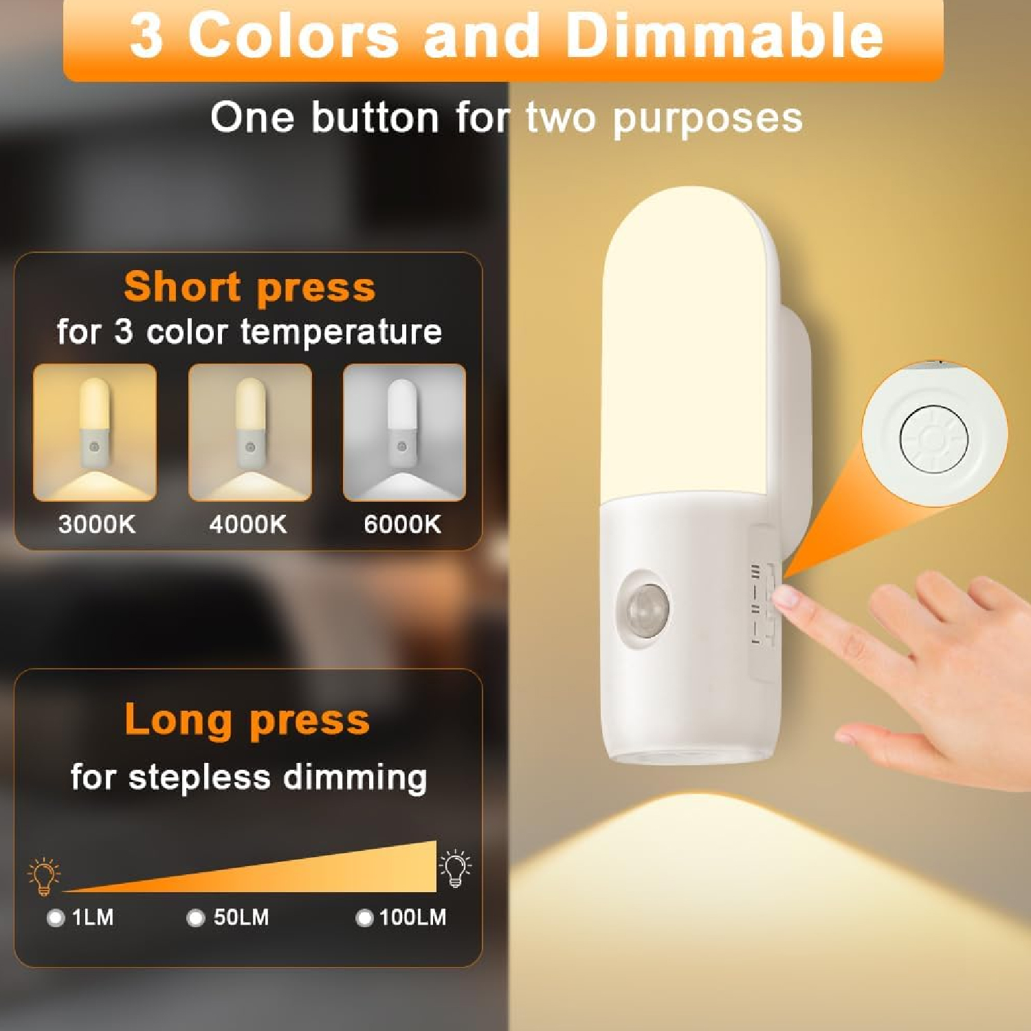 1pc Motion Sensor Night Light, Night Light, LED Rechargeable Motion Activated Night Light and Spotlight for Stairs, Kitchen