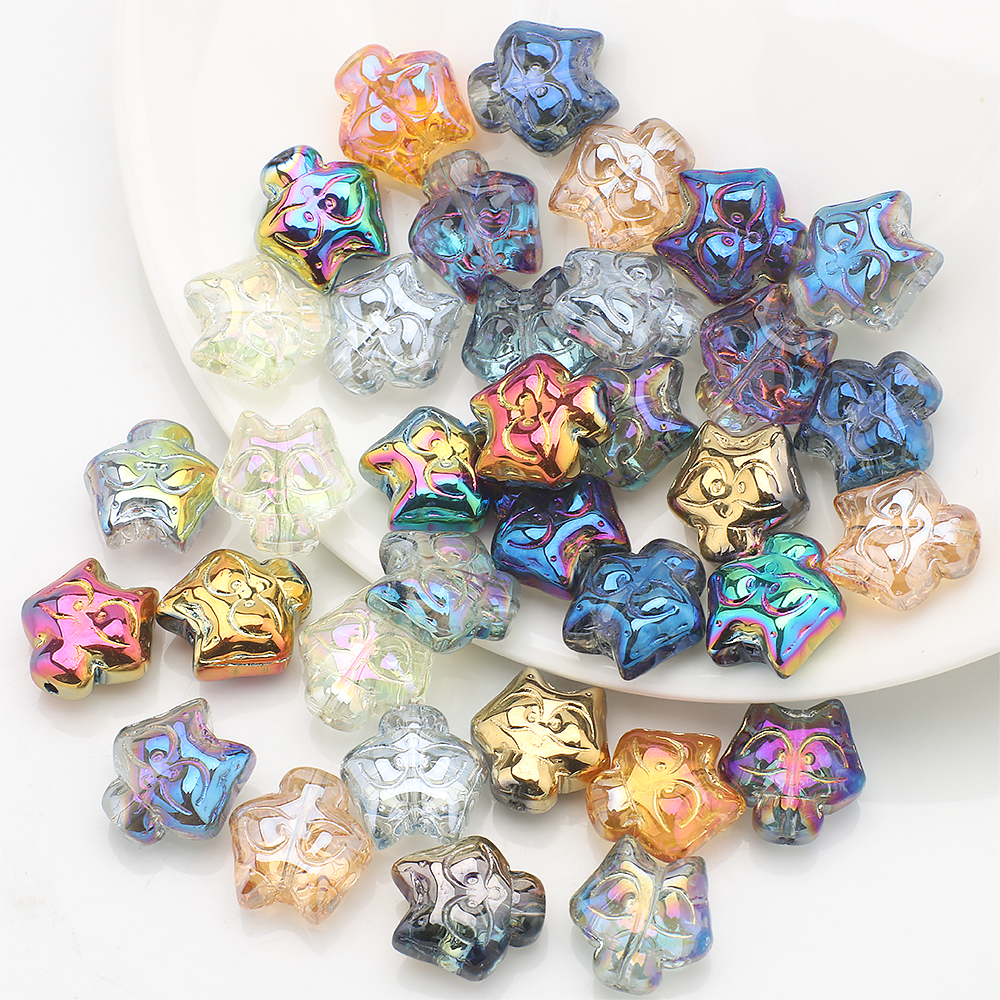 20Pcs Cartoon Electroplating glass Cute Mini Animals Shape Bead f For With Holes Jewelry Making Diy Pendant Accessory