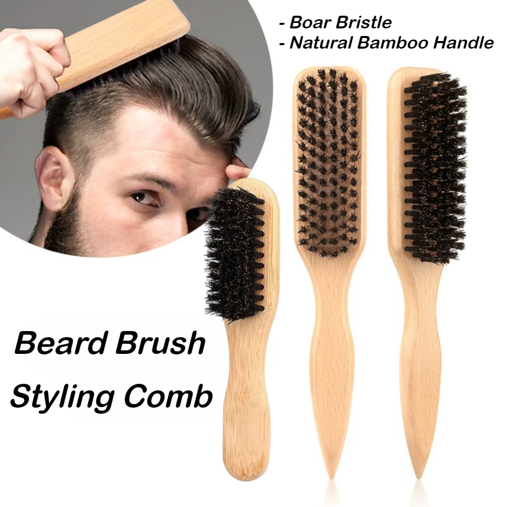 Bamboo Styling Comb Boar Bristle Hair Brush Women Men Beard`Brush Teasing Combs Barber Cleaning Brush Salon Hairdressing Tools