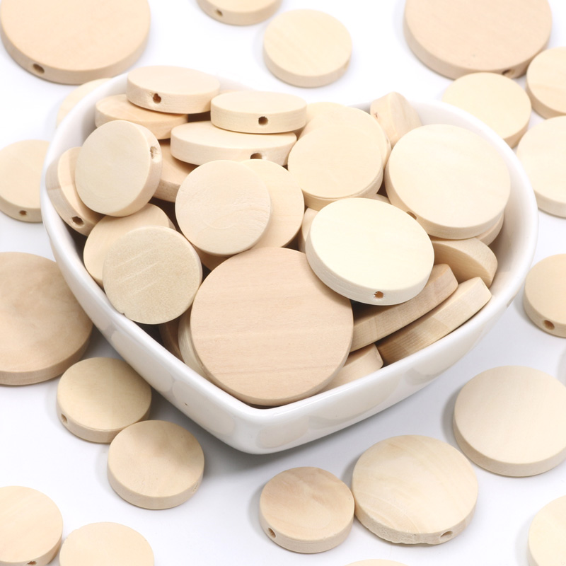 15/20/25mm Natural Colour Wood Flat Round Beads Blank Loose Spacer Beads For Jewelry Making Earrings Charm Diy Handicrafts