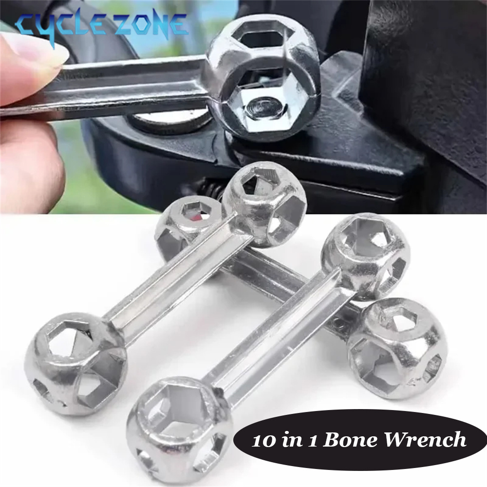 Mini Portable 10-in-1 Hexagonal Metal Bone Wrench Tool High-Quality Multi-Purpose Wrench for 6-15 mm Inner Hole Bicycle Repair