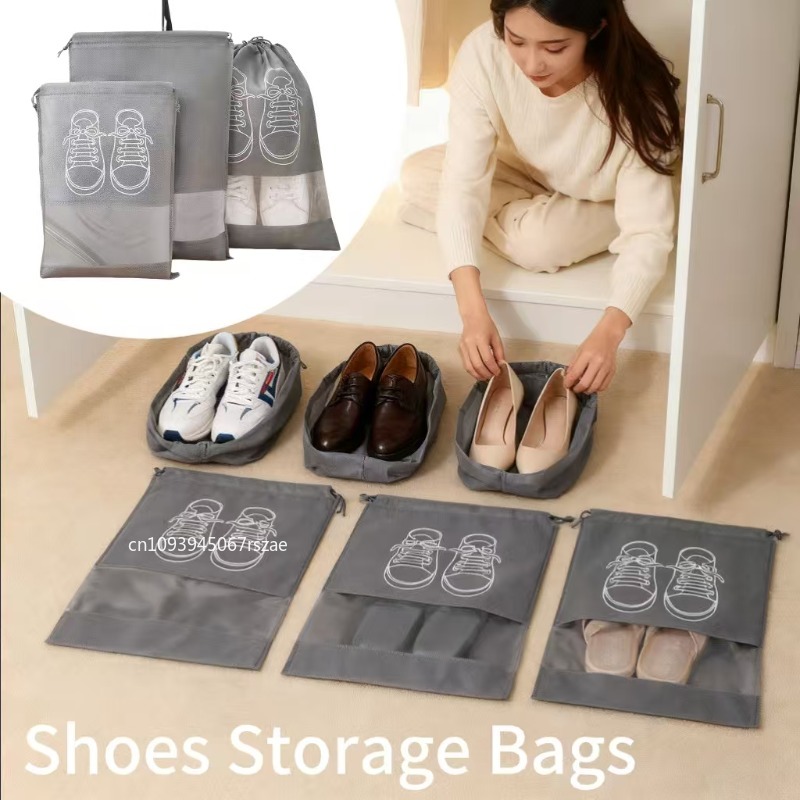 10pcs Shoes Storage Bag Closet Organizer Non-woven Travel Portable Bag Waterproof Pocket Clothing Classified Hanging Bags