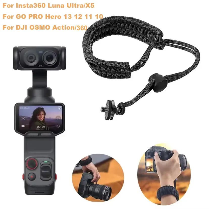 For Insta360 Luna Ultra X5 1/4 Screw Hand Wrist Strap For GO PRO Hero 13 For OSMO 360 Action Cameras Anti-Lost Accessories