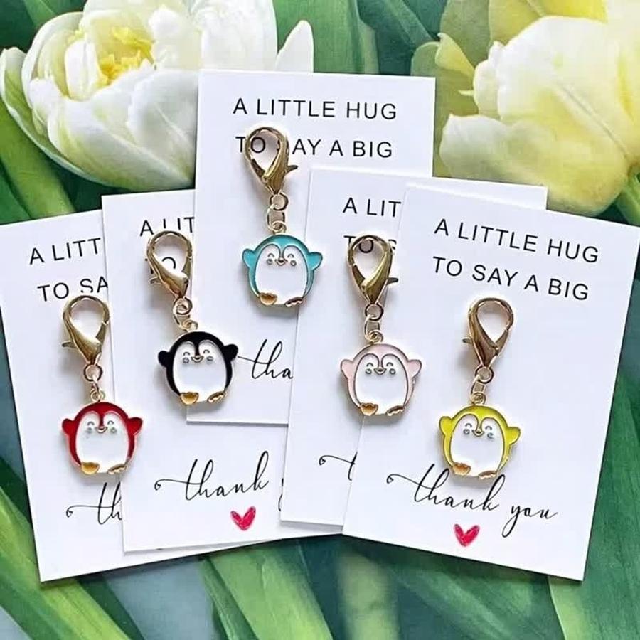 1/5/10/20/50/100pcs Thank You Penguin Keychains - Cute Hugging Penguins With Embrace, Mini Love & Care Suitable For Birthd