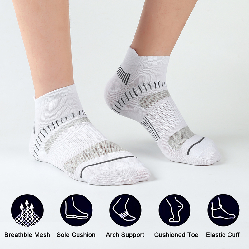 WRELS 3Pairs Sports Socks Breathable Athletic Cushioned Support Ankle Socks High Quality Fitness Sport Basketball Running Socks