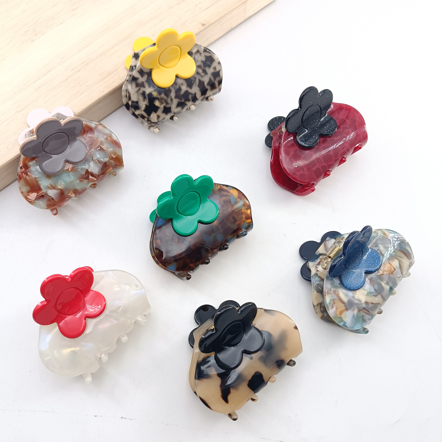 luxury Medium Acetate hair claw clip for women floral claw clip girl cute Leopard print hair clip flower hairpin Accessorie