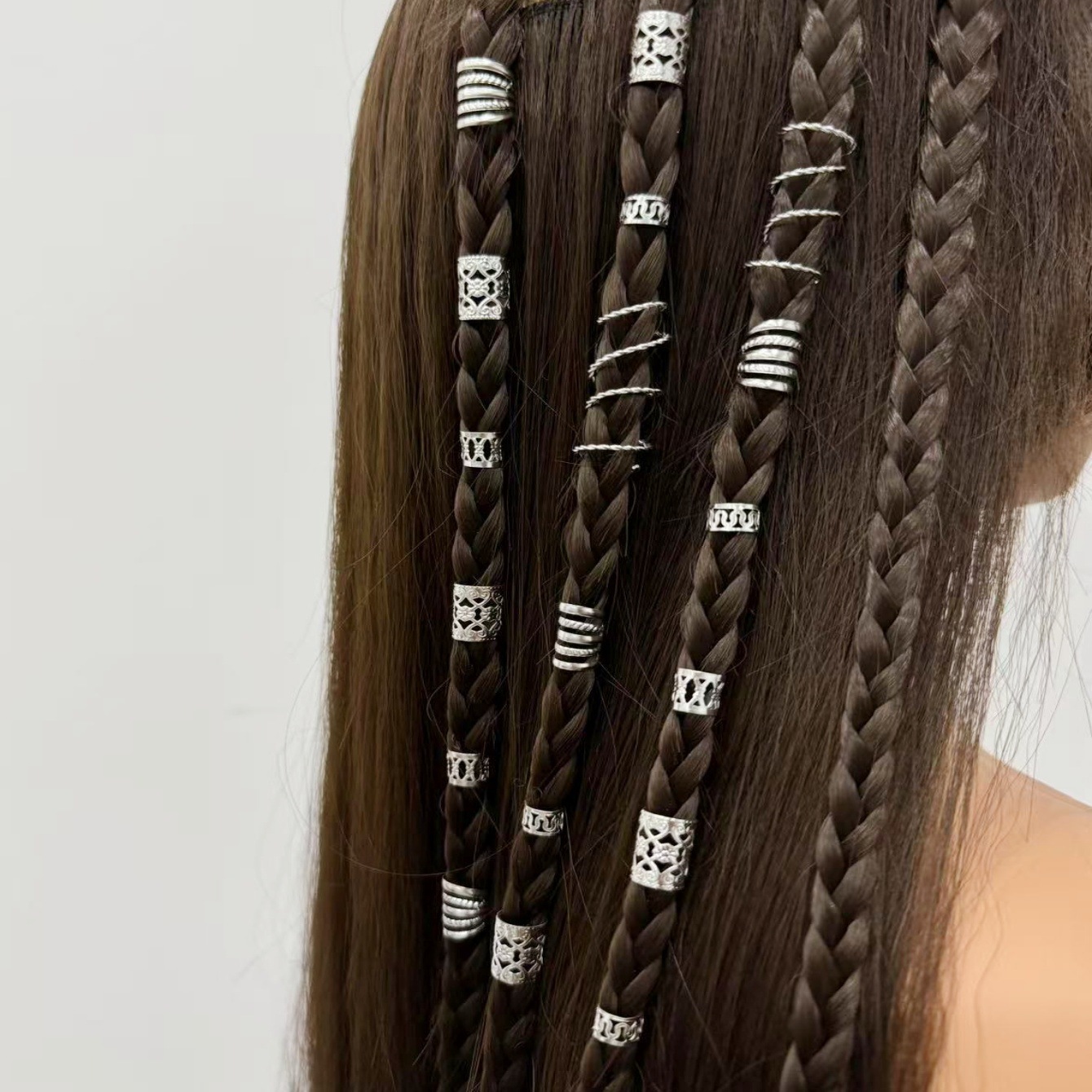 50PCS Bohemian Style Metal Open-Ended Hair Rings Sweet & Cool French-Style Hair Clips Fashionable Hair Accessories for Braiding