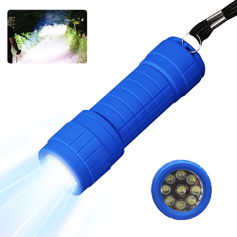 Mini Portable Flashlight Nine XPE Lamp Beads Strong Lighting Using 3*AAA Batteries Pocket Outdoor Emergency Children