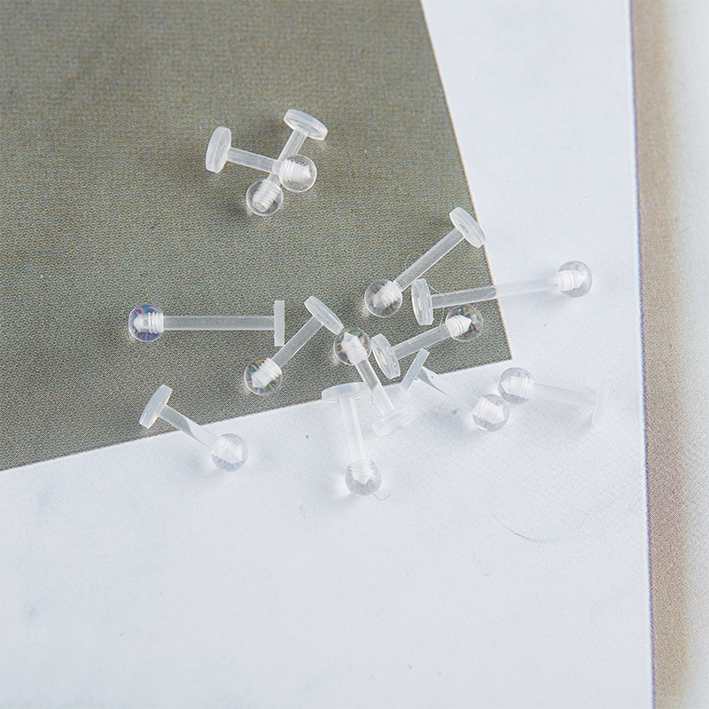 Hot 10Pcs Clear Acrylic Lip Stud Piercing Ring Ear Cartilage Earring Bar Tragus