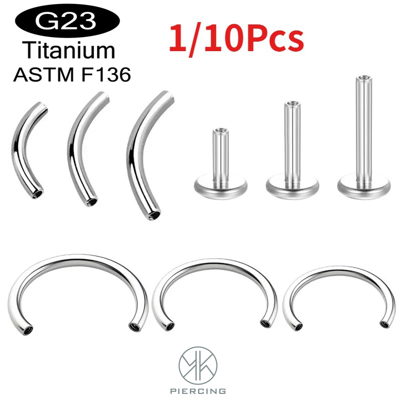 1/10Pcs F136 Titanium Double headed Internal Thread Piercing Eyebrow Curved Rod Ear Lips C-shaped Body Jewelry Accessories