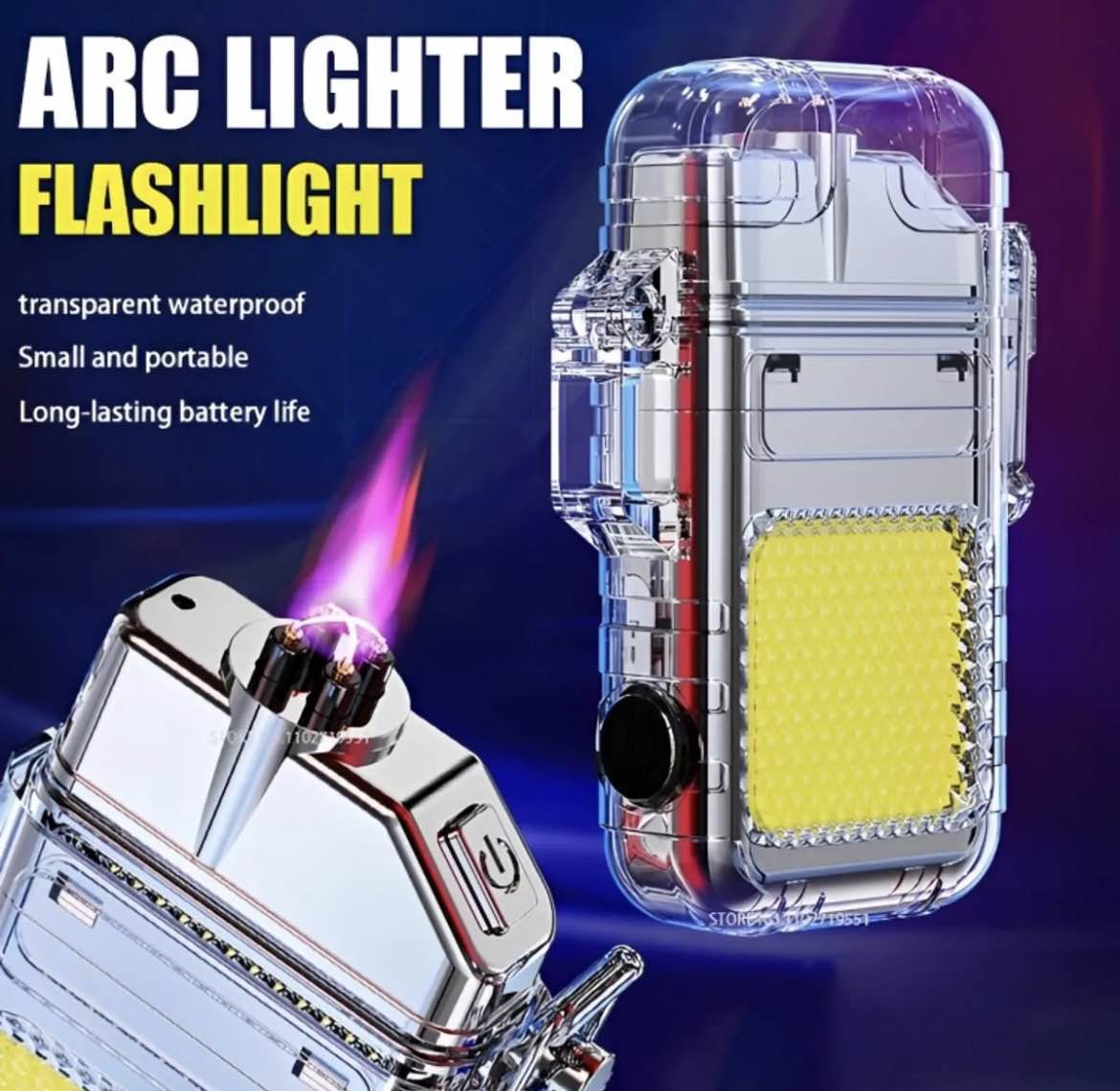 Dual Arc Lighter Electric Lighter Waterproof Windproof Lighter USB Type C Rechargeable Lighter with COB LED Lights Flashlight