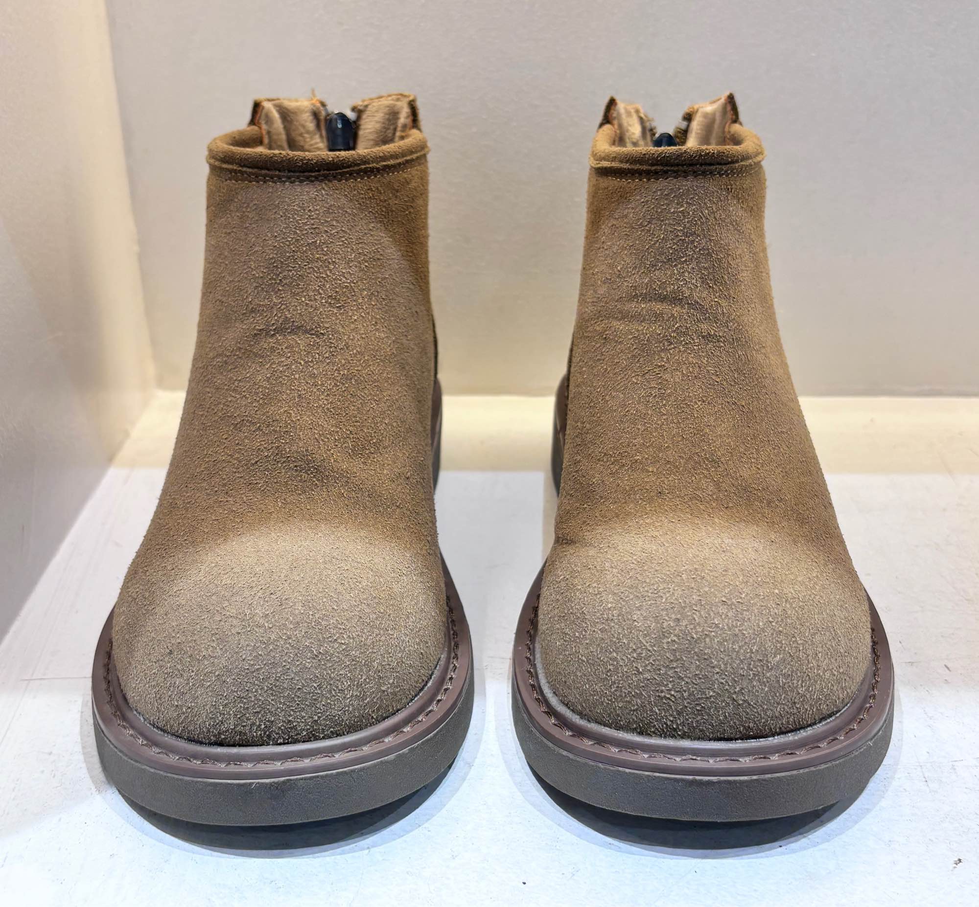 Beige Suede Leather Boot For Women