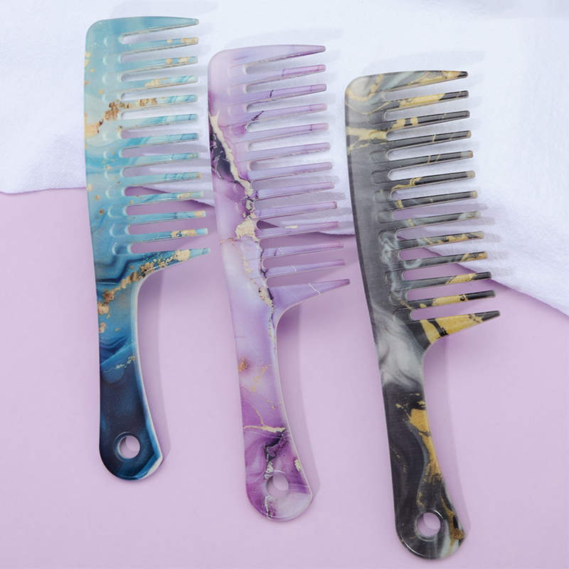 1pcs Extra Large Wide Tooth Comb - Marble Pattern Design Detangling Hair Brush for Curly & Thick Hair