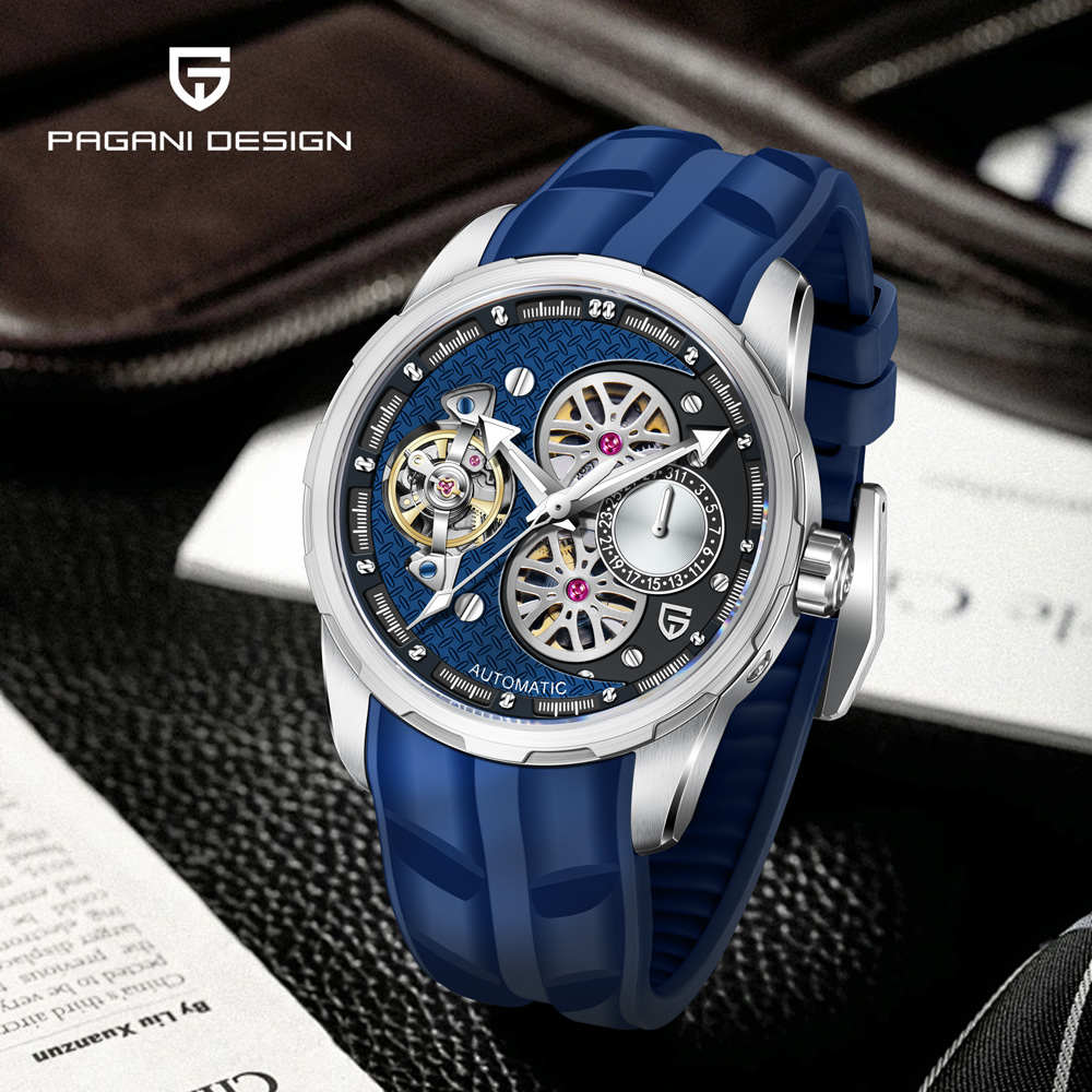2025New PAGANI DESIGN Watches Tourbillon Skeleton Simple Automatic Mechanical Watch For Men Hollow Luminous Stainless Steel Case